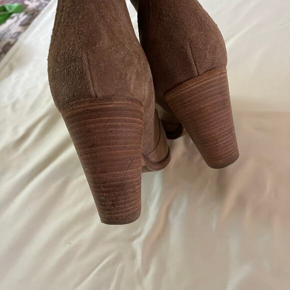 Aquatalia Brown Suede Block Heel Boot Sz 8.5 Western Casual - Picture 2 of 6